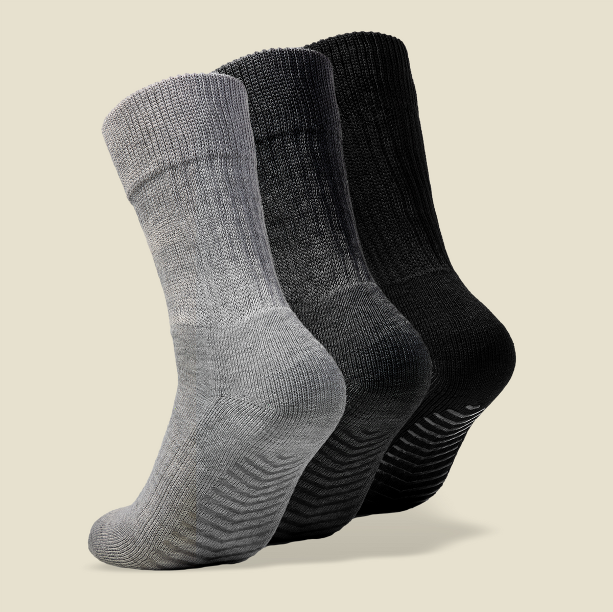 Men's Black/Grey Low Cut Ankle Non Skid Socks - 3 pairs - Gripjoy