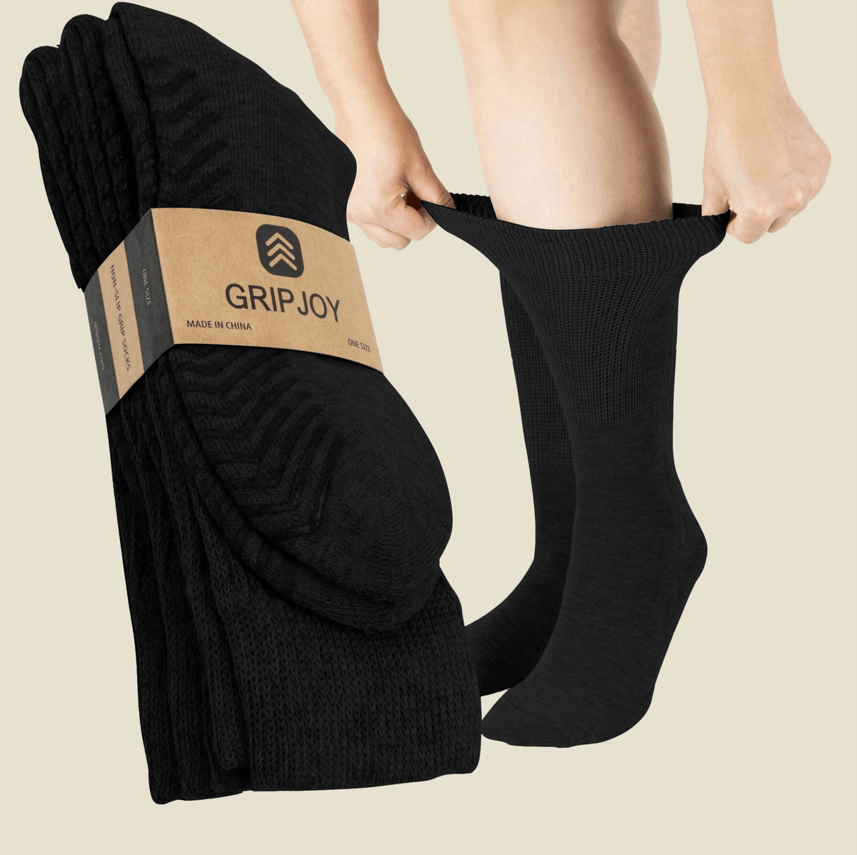 Gripjoy Non-Binding Diabetic Socks with Grippers - Loose Fitting & Stretchy  - Unisex - 3 pairs