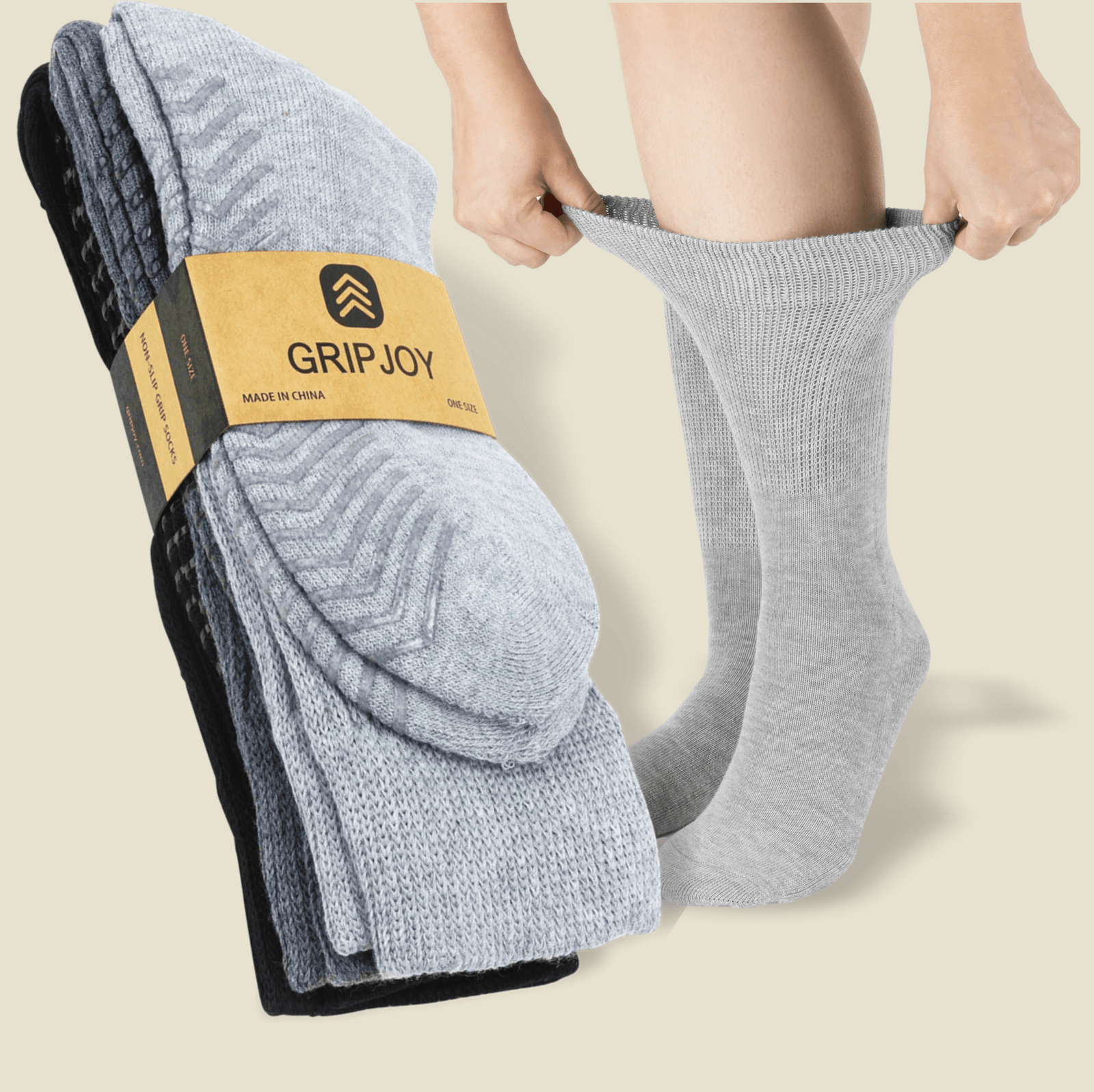 Kids' Non-Slip Socks Twin-Pack - Navy/Grey