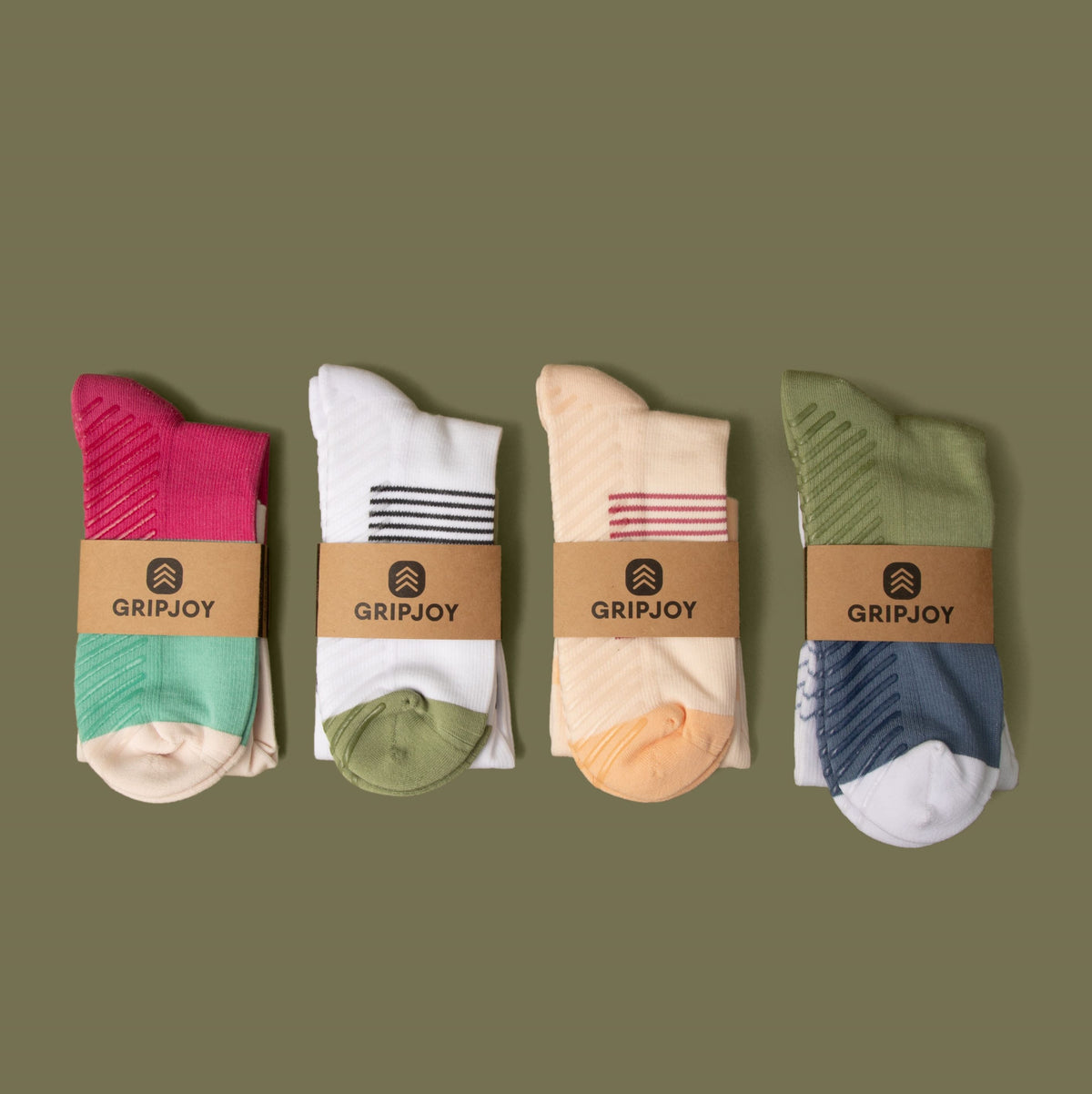 Pilates Socks with Grips for Women - 2-Pack Non Slip Cotton and