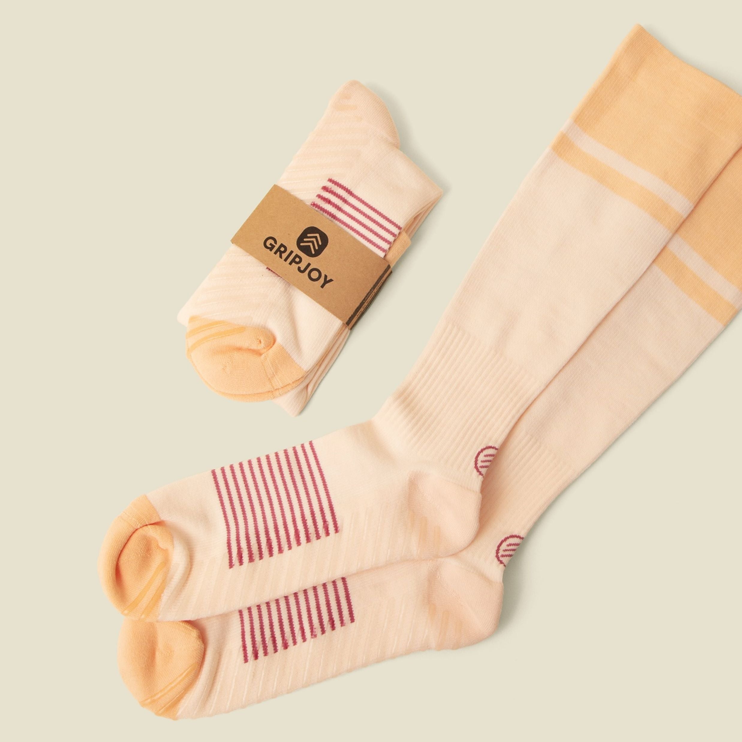 Women's Navy/Brown/Tan Original Crew Non-Slip Socks - 3 pairs