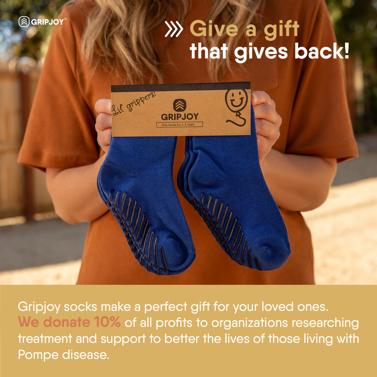 Blue Grip Socks for Toddlers & Kids - 4 pairs - Gripjoy Socks